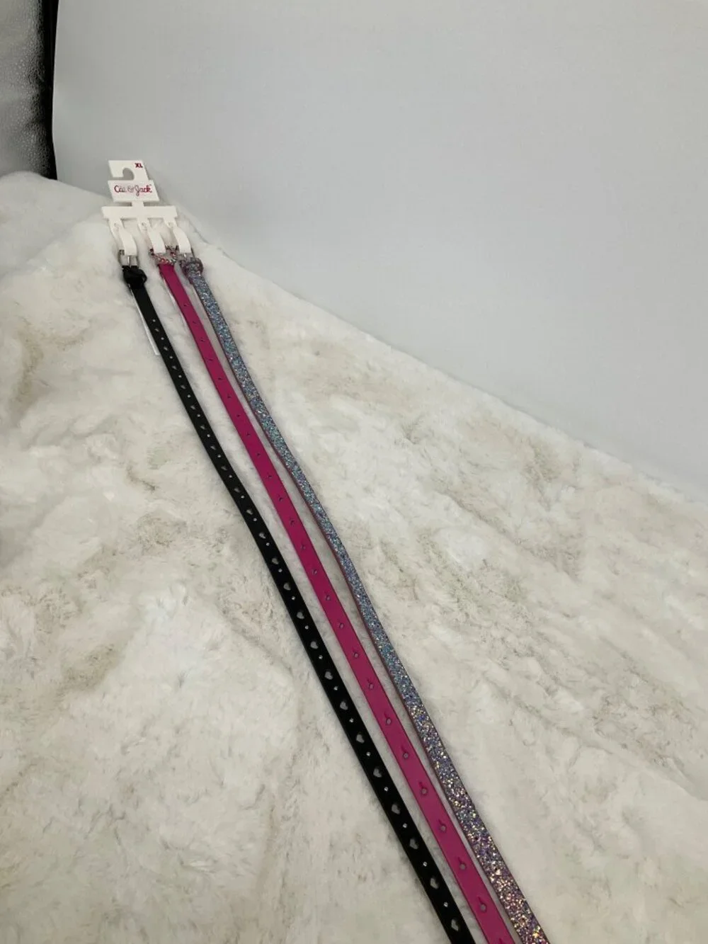 Cat & Jack size XL X-Large 3-piece Adjustable belt set, girl's Glitter, Pink